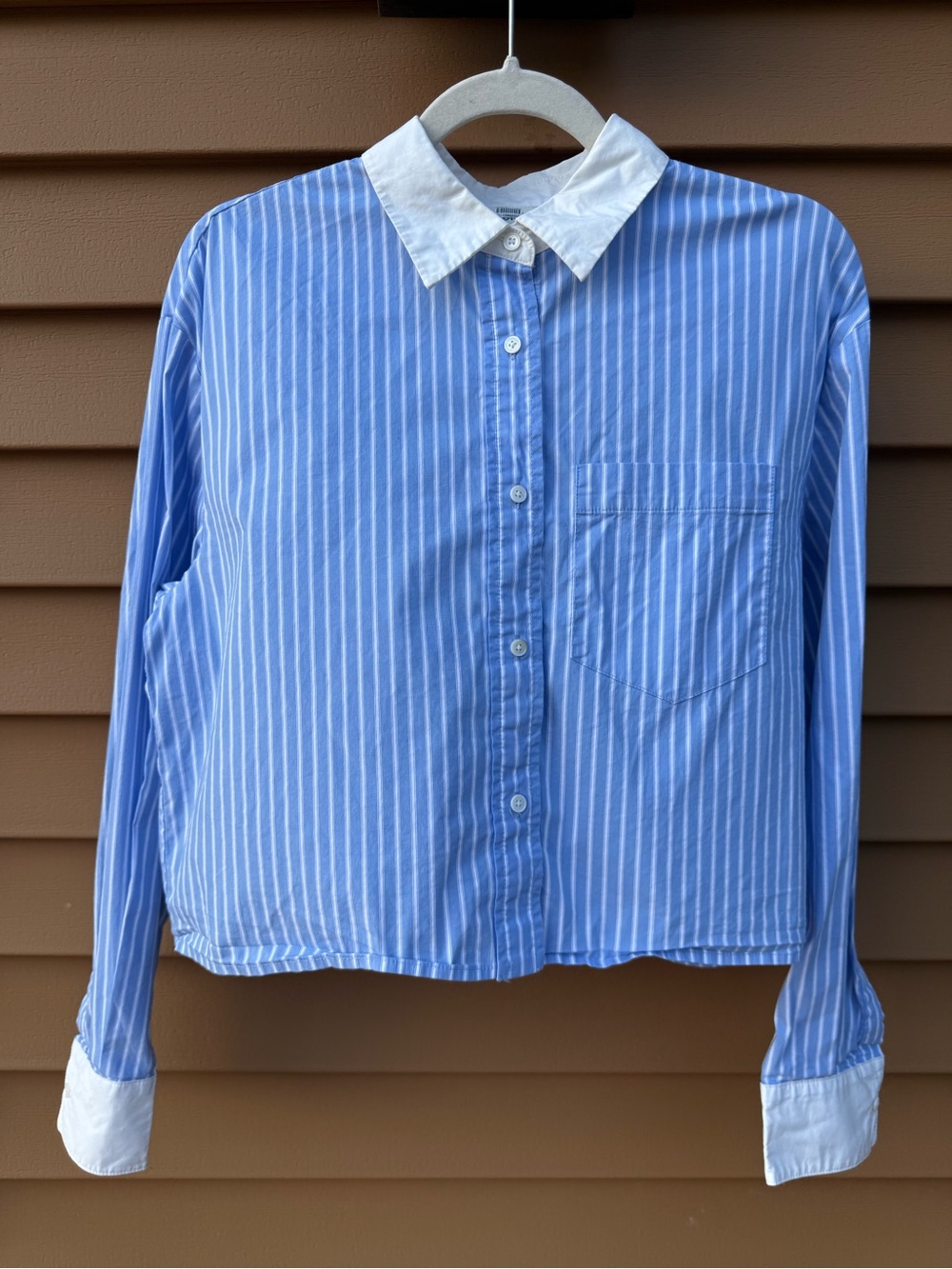 Rue Sophie Emory Stripe Crop Button-Up Shirt